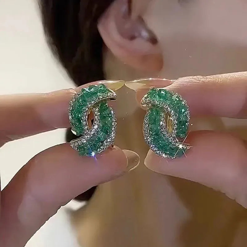 💯 ¡SOLO NUEVO!❕❗Pendientes de Cristal Verde Brillante