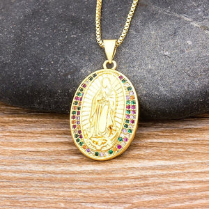 💯 ¡SOLO NUEVO!❕❗Collar Virgen Maria Banado En Oro