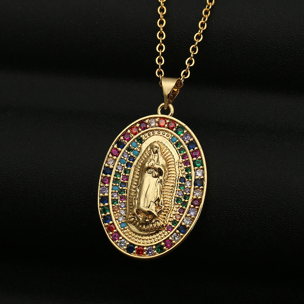 💯 ¡SOLO NUEVO!❕❗Collar Virgen Maria Banado En Oro